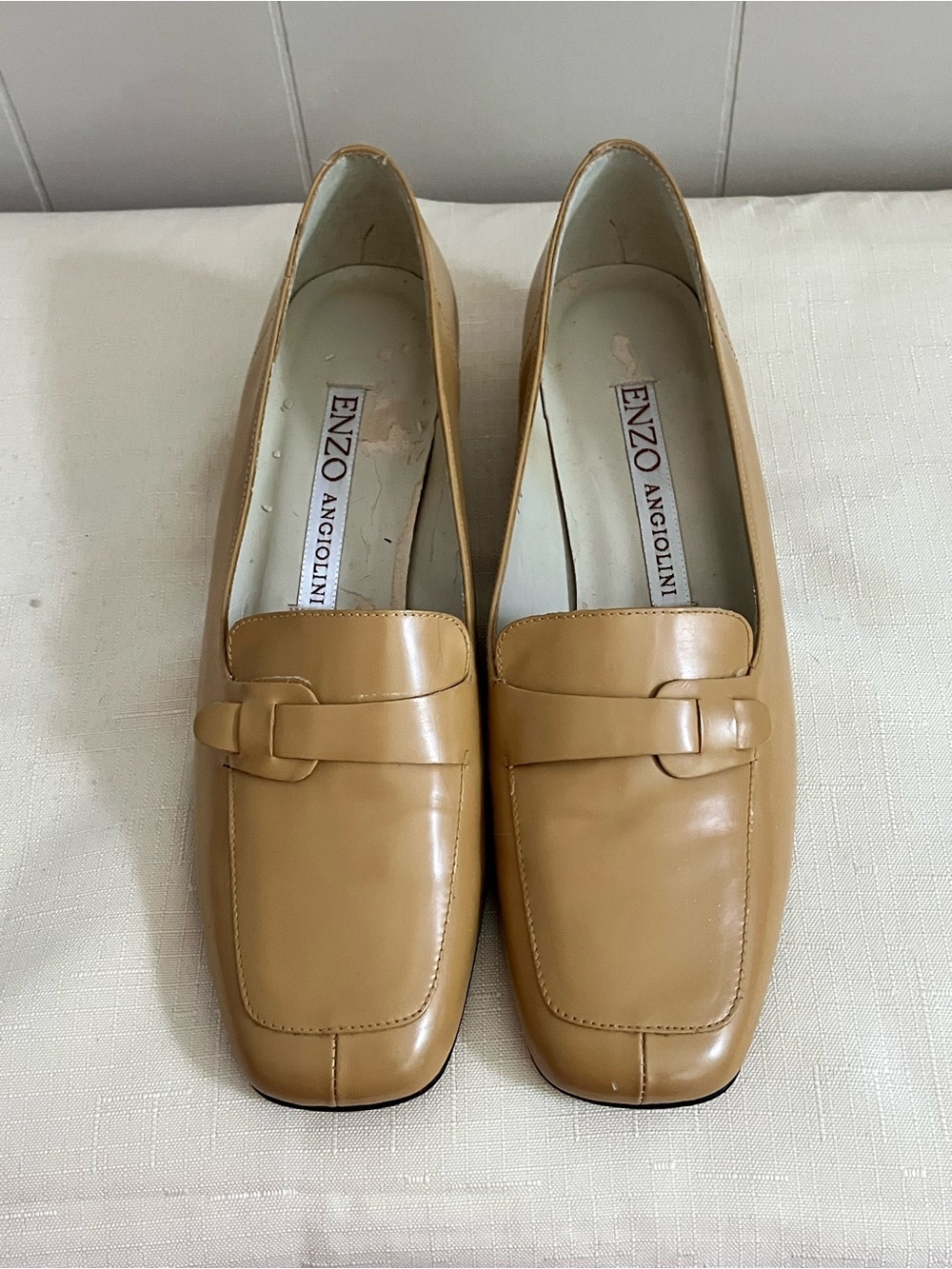 Enzo Angiolini Tan Leather Slip-On Loafers